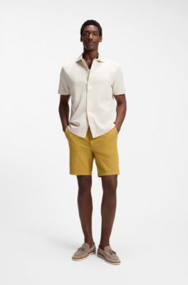 Polo en coton merceris&eacute; &agrave; boutonnage int&eacute;gral, Blanc