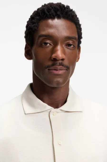Button-through polo shirt in mercerized cotton