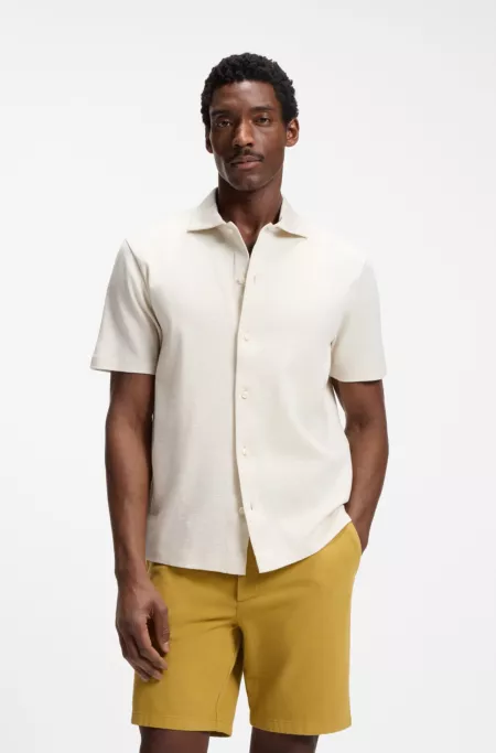 Button-through polo shirt in mercerized cotton