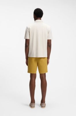 Polo en coton merceris&eacute; &agrave; boutonnage int&eacute;gral, Blanc