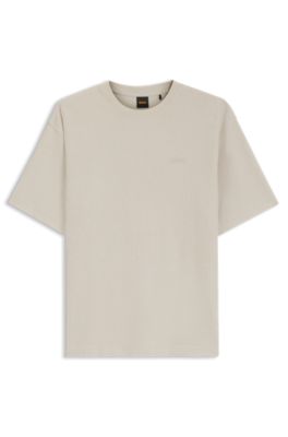 T-shirt Relaxed en coton c&ocirc;tel&eacute;, Beige clair
