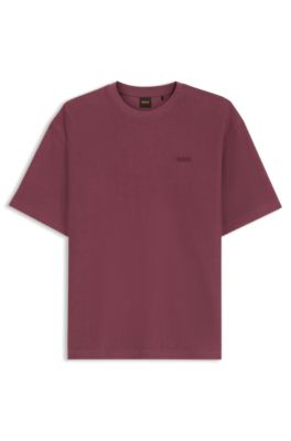 T-shirt Relaxed en coton c&ocirc;tel&eacute;, Rouge