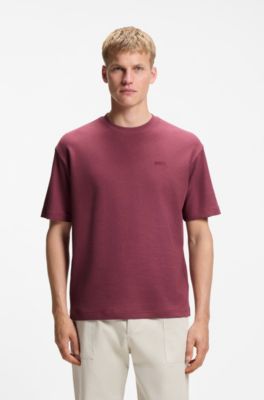 T-shirt Relaxed en coton c&ocirc;tel&eacute;, Rouge
