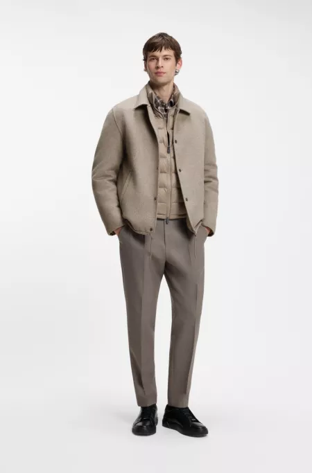 Jacket with zippered inner layer in heavyweight fabric