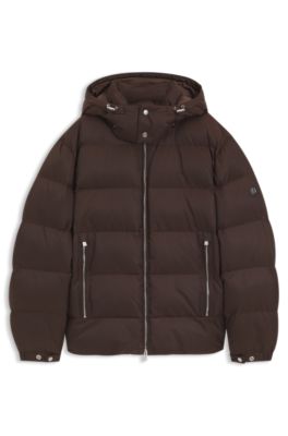 Water-repellent padded jacket with micro-monogram jacquard, Dark Brown