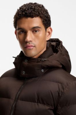 Water-repellent padded jacket with micro-monogram jacquard, Dark Brown
