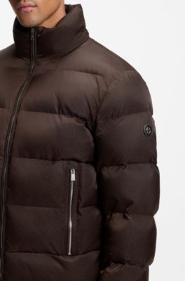 Water-repellent padded jacket with micro-monogram jacquard, Dark Brown