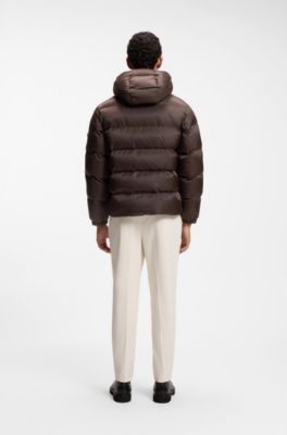 Water-repellent padded jacket with micro-monogram jacquard, Dark Brown