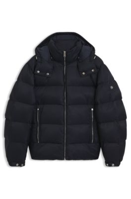 Water-repellent padded jacket with micro-monogram jacquard, Dark Blue