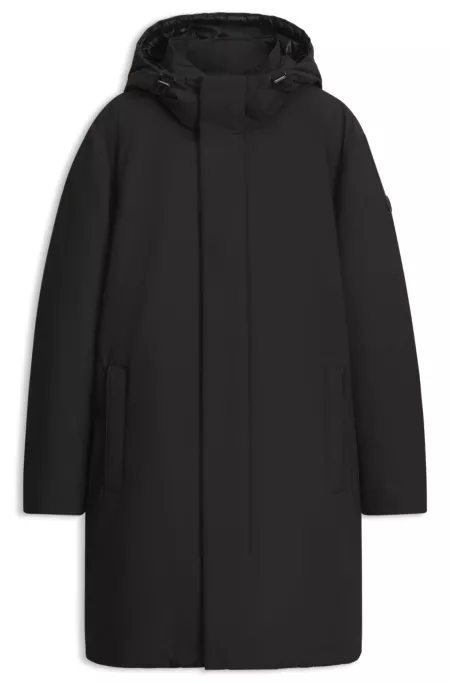 Hooded down jacket in water-repellent fabric