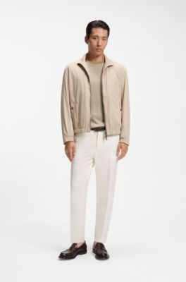 Luxe travel wool T-shirt with FK collar, Light Beige