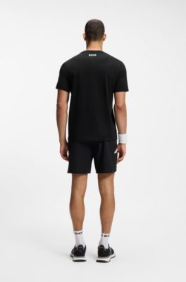 Relaxed-fit T-shirt in cotton with tennis artwork, Black