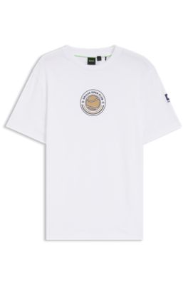 Relaxed-fit T-shirt in cotton with tennis artwork, White