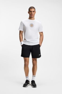 T-shirt Relaxed en coton &agrave; motif tennis, Blanc