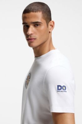 Relaxed-fit T-shirt in cotton with tennis artwork, White