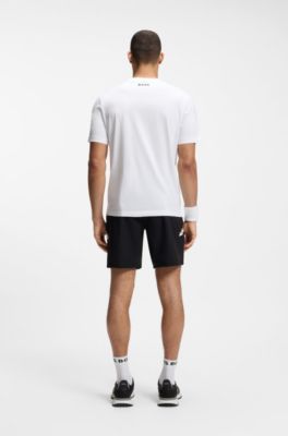 Relaxed-fit T-shirt in cotton with tennis artwork, White