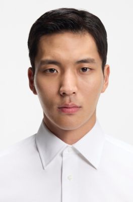 Camisa slim fit de algod&oacute;n italiano resistente a las arrugas, Blanco