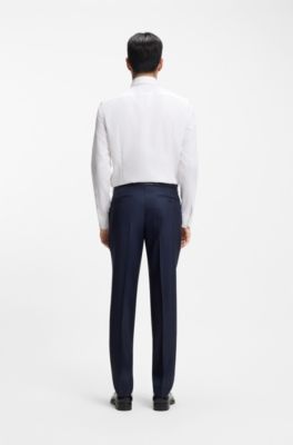 Wrinkle-resistant slim-fit shirt in Italian-made cotton, White