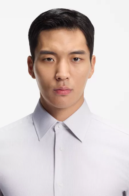 Slim-fit shirt in structured Italian-made cotton