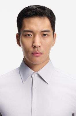 Slim-fit shirt in structured Italian-made cotton, Khaki