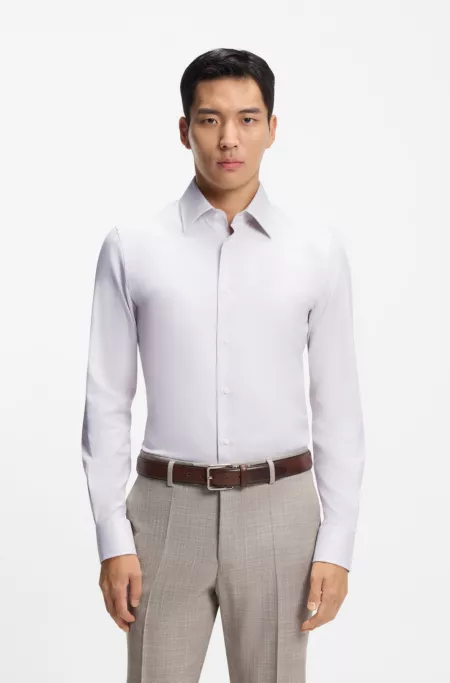 Slim-fit shirt in structured Italian-made cotton
