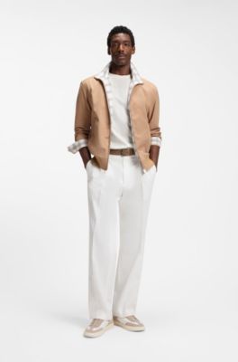 Camiseta regular fit de algod&oacute;n con estructura de jacquard en relieve, Blanco