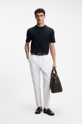 Camiseta regular fit de algod&oacute;n con estructura de jacquard en relieve, Azul oscuro