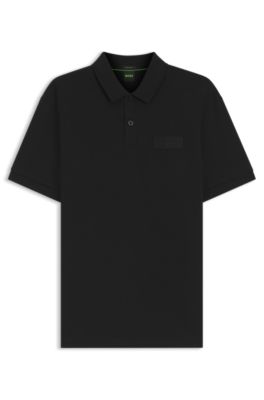 Paddy polo shirt with structured logo patch, Black