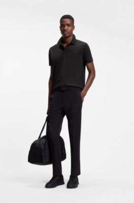 Polo Paddy con parche de logo estructurado, Negro