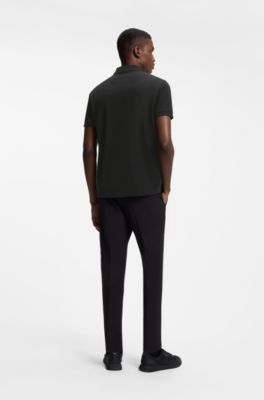 Polo Paddy con parche de logo estructurado, Negro