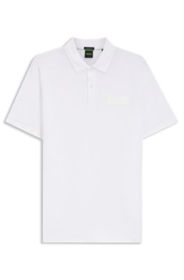 Paddy polo shirt with structured logo patch, White