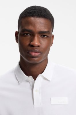 Paddy polo shirt with structured logo patch, White