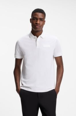 Polo Paddy con parche de logo estructurado, Blanco