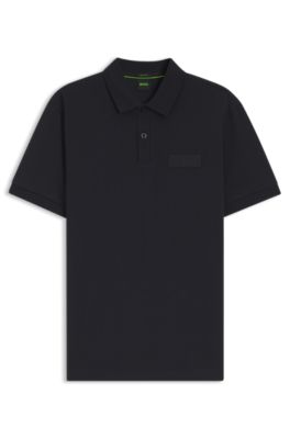 Paddy polo shirt with structured logo patch, Dark Blue