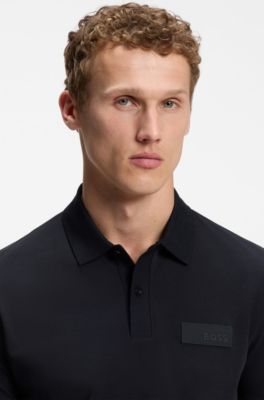 Polo Paddy con parche de logo estructurado, Azul oscuro