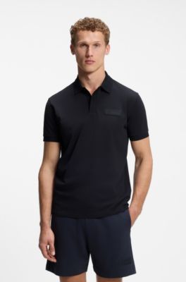 Polo Paddy con parche de logo estructurado, Azul oscuro