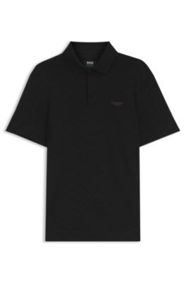 BOSS x ASTON MARTIN polo shirt in mercerized cotton jacquard, Black