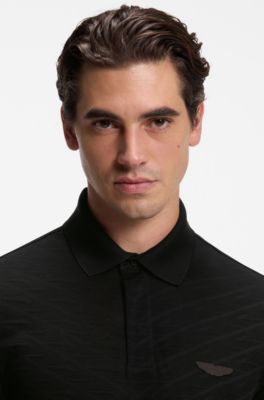 BOSS x ASTON MARTIN polo shirt in mercerized cotton jacquard, Black