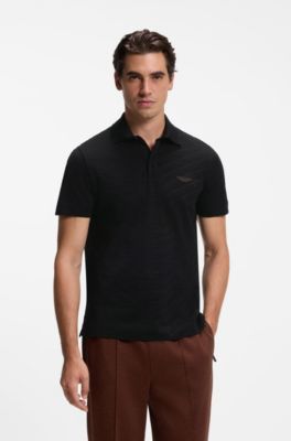 BOSS x ASTON MARTIN polo shirt in mercerized cotton jacquard, Black