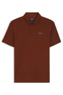 BOSS x ASTON MARTIN polo shirt in mercerized cotton jacquard, Brown