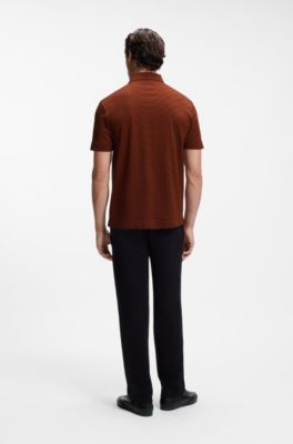 BOSS x ASTON MARTIN polo en jacquard de algod&oacute;n mercerizado, Marr&oacute;n