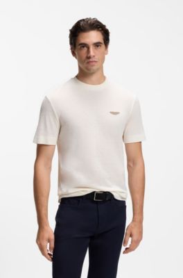 BOSS x ASTON MARTIN T-shirt in mercerized cotton jacquard, White