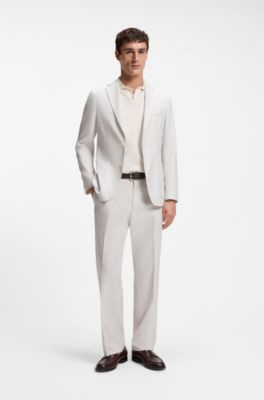 Polo &agrave; col Johnny en jacquard de coton, Blanc