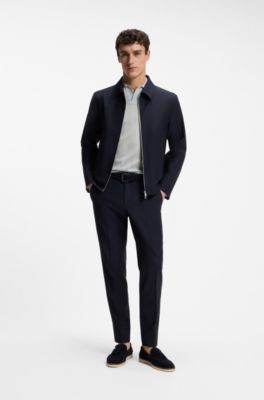 Polo en jacquard de algod&oacute;n con cuello abierto, Celeste