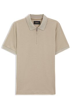Mercerized-cotton polo shirt with zipper placket