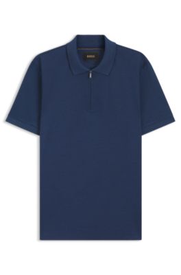 Polo de algod&oacute;n mercerizado con tapeta de cremallera, Celeste