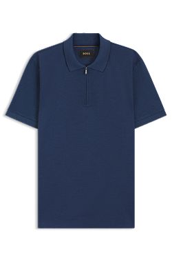 Mercerized-cotton polo shirt with zipper placket