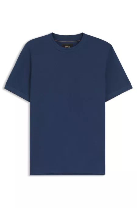Lux cotton T-shirt with fine-line collar