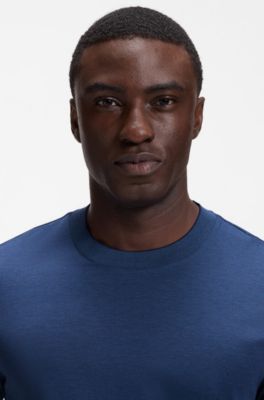 Camiseta de algod&oacute;n de lujo con cuello de forro fino, Celeste