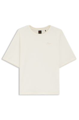 Mesh-insert T-shirt in cotton jersey, White